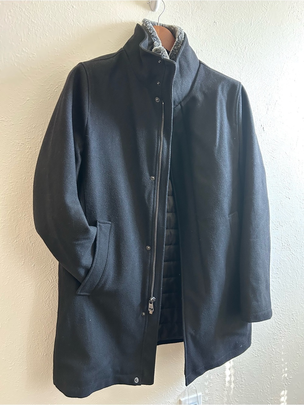Men's Calvin Klein Black Wool-Blend Stand Collar Coat